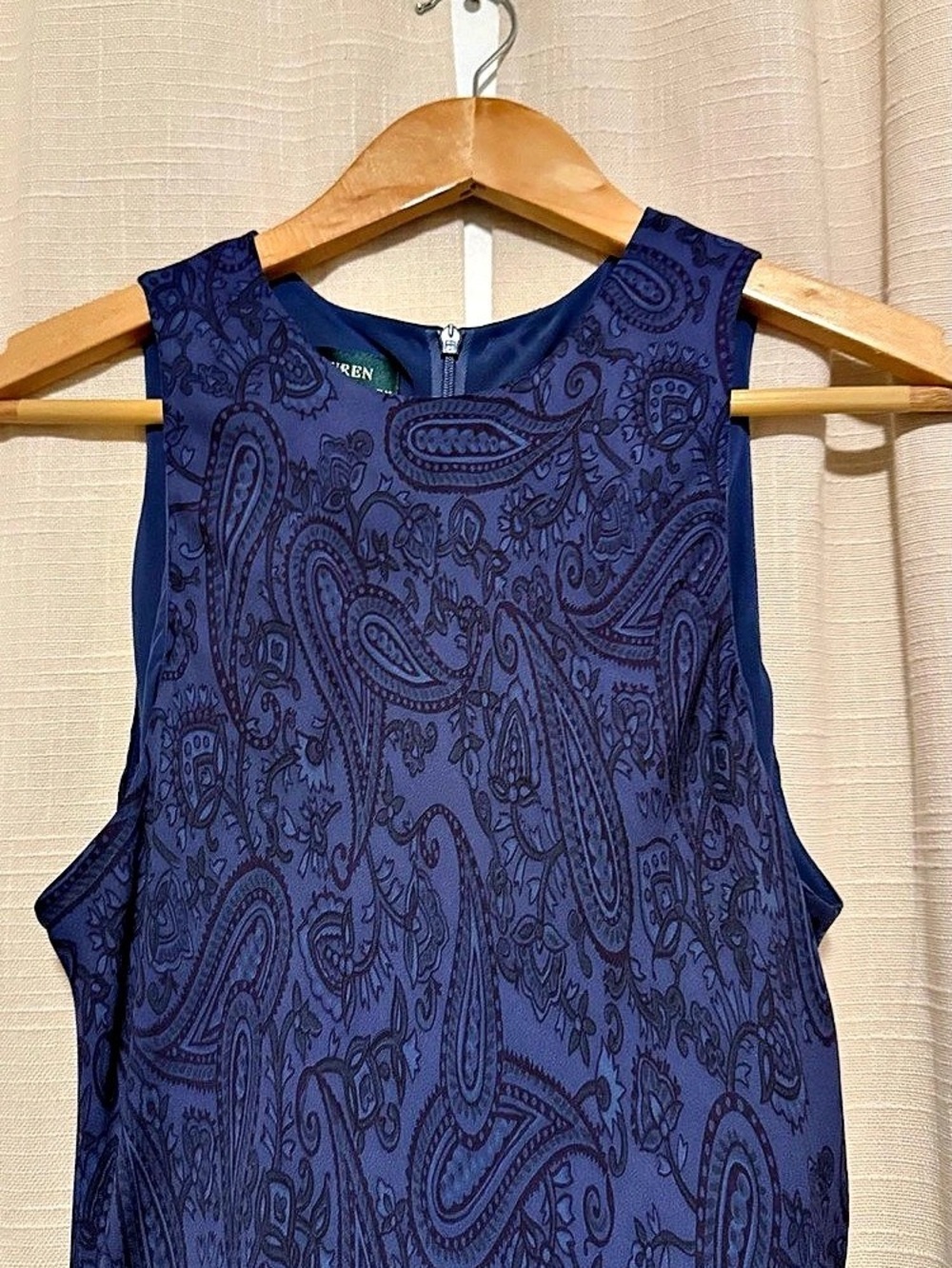 Lauren Ralph Lauren 100% Silk Paisley Dress in Blue Size 10 Like New